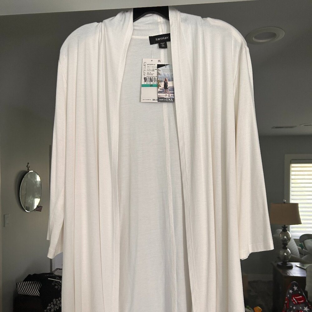 NWT Karen Kane White Open Cardigan/ Overpiece Size 0X
